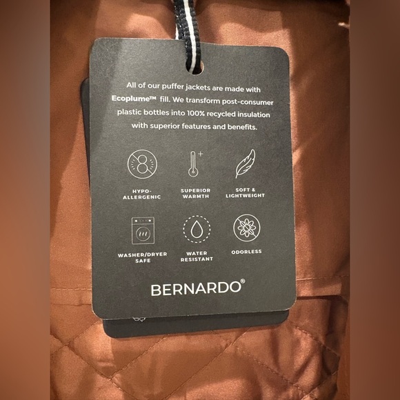 NWT Bernardo Women's Quilted Long Coat - large Brown rust - Picture 11 of 11